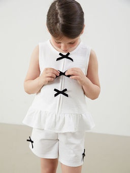 Kurdele Detayl? K?z ?ocuk Bluz ve ?ort 2li