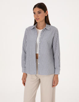 Lacivert Comfort Fit Uzun Kollu G_mlek