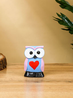 Набор сувенирный Совята с сердечком, h=15 см, h=13 см, h=11 см, дерево, сиренево-голубой