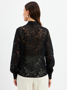 Блузка из кружевной ткани OD-977-2 черный