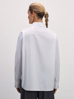 Рубашка оверсайз из хлопка с карманом / Zarina фото 5