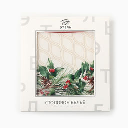 Скатерть новогодняя «Этель» Christmas wreath, d=220 см +/-3 см с ВГМО, 100% хлопок, саржа 190 г/м²