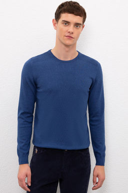 U. S. Polo Assn / Мужской трикотажный свитер цвета индиго с круглым вырезом Basic - U.s. polo assn фото 11