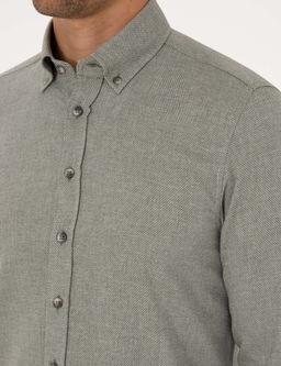 Ye_il Slim Fit Dokulu Uzun Kollu G_mlek