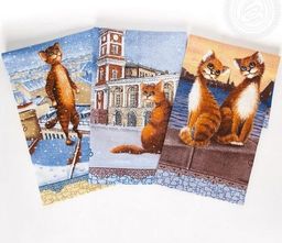 Полотенце 50*60 см. Питерские коты рогожка хлопок 100%