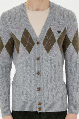 Мужской серый меланжевый трикотажный кардиган - U.s. polo assn фото 6