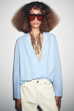 ZW COLLECTION TEXTURED OVERSIZE SHIRT - Zara фото 2