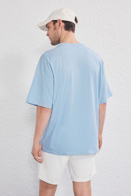 TRENDYOL MAN Mavi-Antrasit Oversize/Genis Kesim 2li Paket Bask?l?-Duz %100 Pamuk T-Shirt TMNSS25TS00212 - Trendyolmilla фото 3