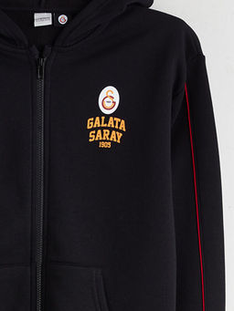 Kap??onlu Galatasaray Bask?l? Erkek ?ocuk Fermuarl? Sweatshirt