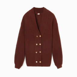 Кардиган на пуговицах женский MINAKU: Casual Collection, цвет шоколад, размер 50