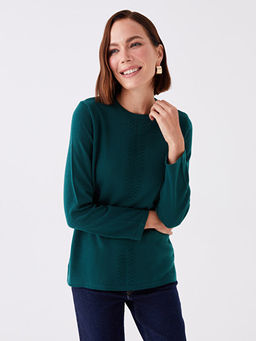 Bisiklet Yaka Nak??l? Kad?n Triko Kazak