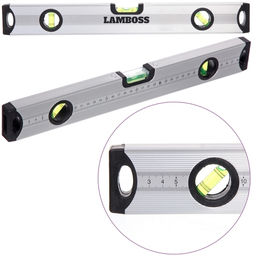 Уровень строительный алюминиевый Lamboss, 3 глазка, 40см