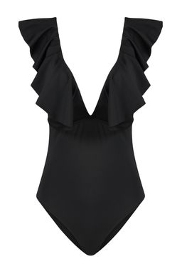 Siyah Derin Dekolteli Volanl? Normal Paca Mayo TBESS23MA00279