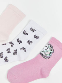 Desenli K?z ?ocuk Soket ?orap 3l?