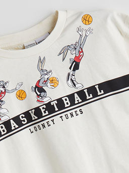 Bisiklet Yaka Bugs Bunny Bask?l? Erkek ?ocuk Ti??rt