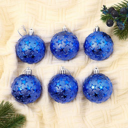 Цена за 2 шт. Ёлочные игрушки Звёздная ночь, шары новогодние, d=6 см, набор 6 шт., синий