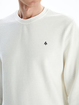 Bisiklet Yaka Uzun Kollu Bask?l? Erkek Sweatshirt