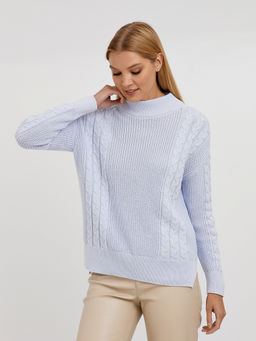 водолазка женская из хлопка с воротником стойкой и с объемным узором - Glenfield фото 4