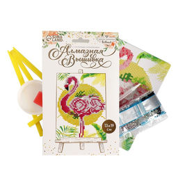 Алмазная мозаика с частичным заполнением на подставке «Фламинго», 13×19 см, картон