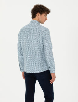 Рубашка Pierre Cardin Slim Fit светло-синяя с длинным рукавом