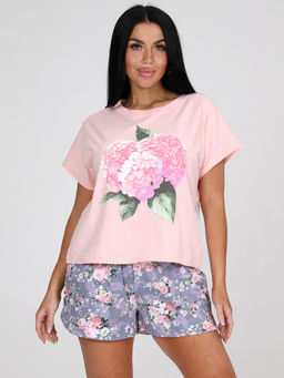 96-П ПИЖАМА ЖЕНСКАЯ (шорты) (Розовый/серый) - А-дина фото 4