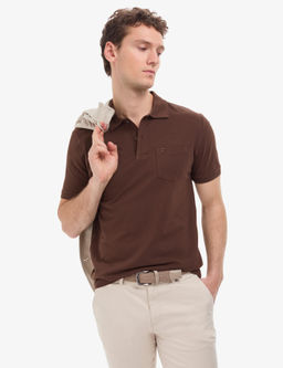 Koyu Kahverengi Regular Fit %100 Pamuk K_vr_lmaz Polo Yaka Basic Ti__rt