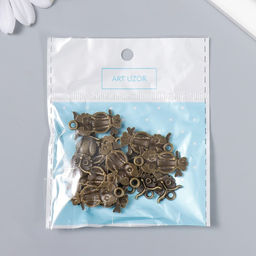 Цена за 12 шт. Металлический элемент, декоративная подвеска «Арт Узор. Сова на ветке», под латунь, 2.2×1.7 см