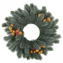 Декоративный венок Елка с ягодой д29см, пластик, зеленый патина (Россия)