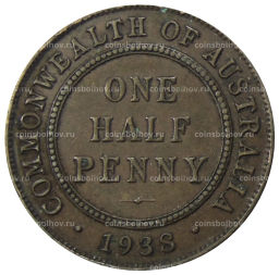 1/2 пенни 1938 года Австралия