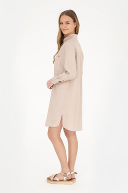 Женское тканое платье песочного цвета - U.s. polo assn фото 12