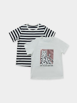 Футболка для девочек мультипак (2 шт.) белая и в черно-белую полоску - Mark formelle фото 6