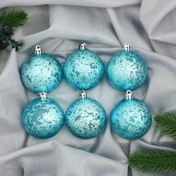 Ёлочные игрушки Ретро, шары новогодние, d=6 см, набор 6 шт., голубой
