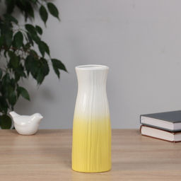 Ваза Фрэнсис галант, талия, 20.5?7.5 см, керамика, белая, жёлтая