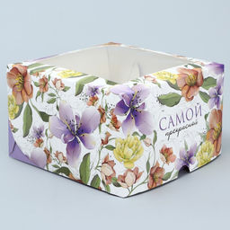 Цена за 5 шт. Коробка для капкейка, кондитерская упаковка, 4 ячейки «Самой прелестной», 16 х 16 х 10 см