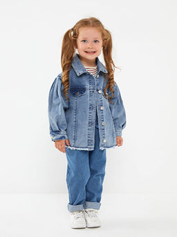 Uzun Kollu Basic K?z Bebek Jean Ceket