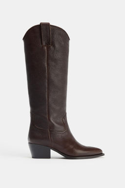 LEATHER KNEE-HIGH BOOTS - Zara фото 25