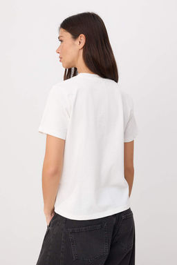 Ekru Bask?l? Regular/Normal Kal?p K?sa Kollu Orme T-Shirt TWOSS26TS00291 - Trendyolmilla фото 4