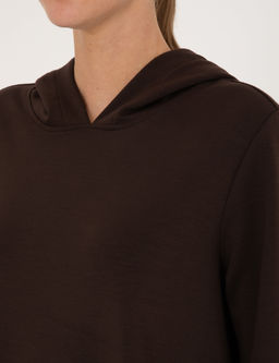 Kahverengi Oversize Modal Kar___ml_ Kap__onlu Sweatshirt
