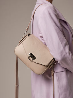 Сумка кожаная через плечо Azaro 3684 бежевый жемчуг