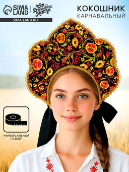 Карнавальный кокошник "Русско-народный", хохлома