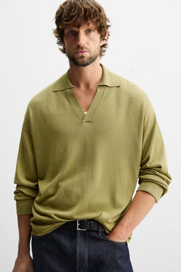 VISCOSE/COTTON KNIT POLO SHIRT - Zara фото 5