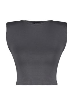 Trendyolmilla Siyah Vatkal? Fitted/Vucuda Oturan Bisiklet Yaka Crop Esnek Orme Bluz TWOSS23BZ00251  фото 18