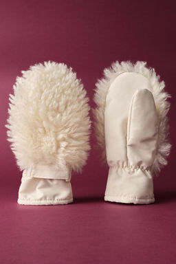FAUX CURLY SHEEPSKIN MITTENS - SKI COLLECTION