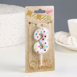 Цена за 4 шт. Свеча в торт на день рождения «Цифра 3», 5.5 см