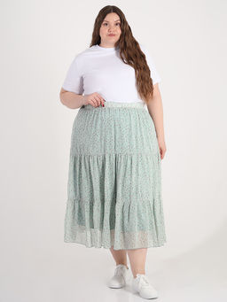 Юбка мятного цвета ярусная шифоновая - Almond фото 3