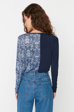 TRENDYOLMILLA Siyah Renk Bloklu Animal Desenli Kruvaze Yaka Esnek C?tc?tl? Orme Body TWOAW21BD0012 фото 5