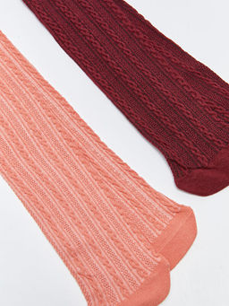 Kendinden Desenli K?z ?ocuk K?lotlu ?orap 2li