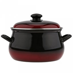 "Южанка" Набор эмалированных кастрюль 3 предмета: 2л - д18,5см, h9,8см, 3л - д21см, h12см, 4,5л - д23,5см, h13,2см, s0,8мм, форма грушевидная, двойной слой эмалевого покрытия, металлическая крышка с пластмассовой ручкой-кнопкой, металлические ручки,