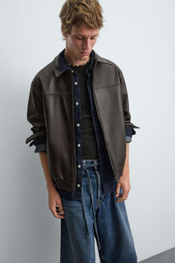 LEATHER EFFECT BOMBER JACKET - Zara фото 6