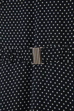 Siyah Kemerli Puantiye Desenli A Kesim Midi Astarl? Sifon Dokuma Elbise TWOSS25EL00135